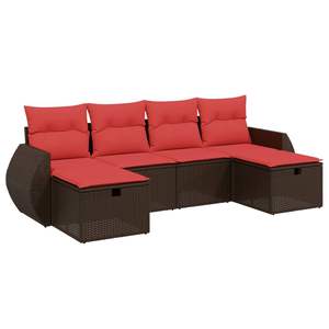 Juego de sofás de patio de ratán sintético marrón de 6 piezas con cojines, elegante colección de muebles para exteriores - Product Image 2