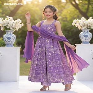 Fournisseur indien de costumes Anarkali pour filles, en mousseline de qualité supérieure avec impression numérique et pantalon palazzo/pantalon long - Mode féminine - Product Image 1
