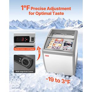 Congelatore mobile commerciale da 5,4 piedi cubi con cestello superiore, temperatura regolabile da -19 a 3°F, vetrina espositiva per gelati e frigorifero - Product Image 2