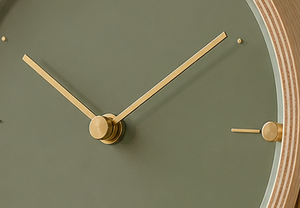Minimalist Wooden Desk Clock with Green Face and Gold Hands Silent Quartz Movement Circular Design - Product Image 2