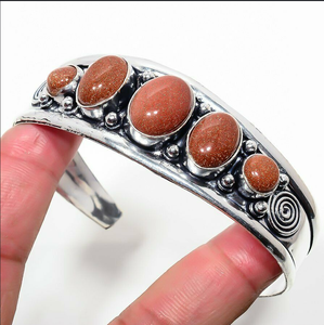 Handmade Sunstone Gemstone Bangle Teardrop Boho Jewelry Elegant Artisan <b>Bracelet</b> for Women Stylish Gift Accessory - Product Image 1
