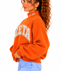 Wholesale Custom Women’s <b>Mock</b> Neck Pullover Oversized Embroidered Letter Applique Sweatshirt Private Label Apparel - Product Image 5