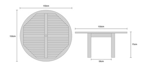 Modern Teak Round Dining <b>Table</b> Set with 6 <b>Chairs</b> <b>Foldable</b> Outdoor Garden Furniture - Product Image 4