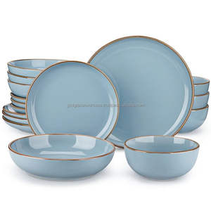 Vaisselle de cuisine en céramique polie faite à la main, en porcelaine fine, moderne, de luxe, écologique, gris et blanc nordique, pour mariage, vente en gros - Product Image 2