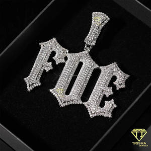 Collar de Lujo con Letra 'FACE' y Colgante Iced Out con Cadena Cubana de Moissanita, Joyería Hip Hop para Hombres y Mujeres - Product Image 4