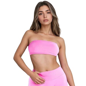 Sujetador deportivo sin costuras para mujer Sin logotipo Logotipo frontal Estilo simple Gimnasio Crop Top Yoga Tank Scrunch con Halter Workout Yoga Tops - Product Image 1