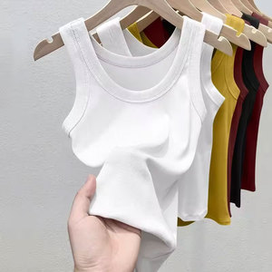 เสื้อกล้ามผู้หญิง คอโอ ทรงเข้ารูป ผ้าริบ ระบายอากาศดี เป็นมิตรกับสิ่งแวดล้อม ผ้าซาตินถัก ไร้แขน ความยาวปกติ ผ้าฝ้ายด้านหน้า - Product Image 1