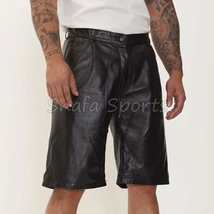 Pantalones cortos de cuero para hombre de alta calidad con logotipo personalizado, bajo MOQ, hechos de poliéster, fabricados en fábrica, a la venta. - Product Image 4