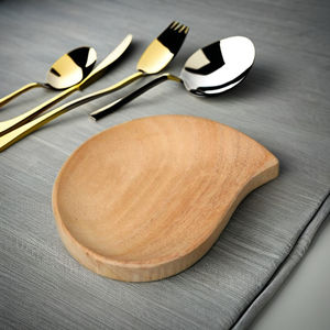 Bandeja de Madera Maciza Hecha a Mano con Forma de Riñón, Moderna y Minimalista, de Madera de Acacia Natural para Servir Aperitivos, Frutos Secos, Joyas o - Product Image 5