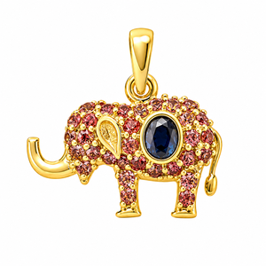 14K White Gold Plated Silver Elephant Pendant Sapphire and <b>Pink</b> CZ Round Cut Charm Jewelry Customizable <b>Necklace</b> For Women - Product Image 3