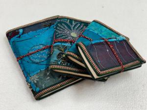 Handmade Patchwork Embroidered <b>Silk</b> Journal Set with Deckle Edge Paper Eco Friendly Vintage Notebook Bulk Gift Set - Product Image 3