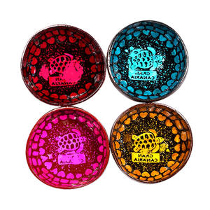 Cuencos de Coco Coloridos de Nácar con Tortuga y Logotipo Personalizable, Hechos a Mano, Venta al por Mayor para Tiendas Turísticas de Playa - Product Image 1