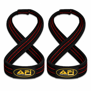 AERO AFI-5490 Custom Logo Heavy-Duty Cotton Leather High Stretch Figure 8 <b>Lifting</b> <b>Straps</b> <b>for</b> Gym Fitness Training Weight <b>Lifting</b> - Product Image 2