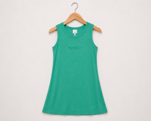 เสื้อกล้ามผู้หญิงสีเขียวลายริบ คอโอ ทรงเข้ารูป ผ้าฝ้ายผสมสแปนเด็กซ์ สไตล์ลำลอง/สปอร์ต รับสกรีนลายตามสั่ง - Product Image 1