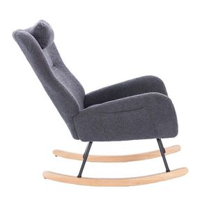 Sedia a Dondolo Teddy Imbottita Grigio Scuro per Soggiorno e Camera da Letto - Product Image 2