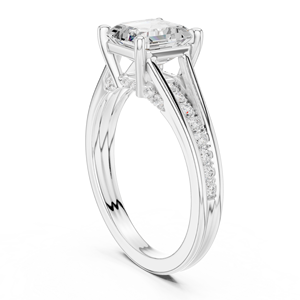 Hermoso anillo de compromiso con halo de diamantes cultivados en laboratorio con corte Asscher en oro blanco de 14k, joyería de lujo para novias, regalo para mujeres. - Product Image 4