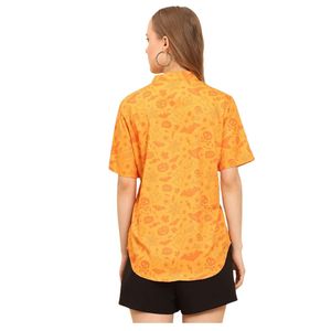 Camisa de playa con estampado de hojas tropicales para mujer, blusa de verano de manga corta con botones delanteros y cuello en V, suave y ligera - Product Image 3