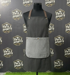 Tablier en coton rayé avec bretelles croisées dans le dos et poche avant, pour restaurant, bar, uniforme unisexe pour le personnel de service - Product Image 2