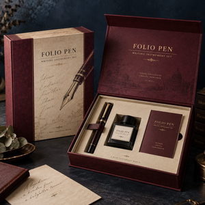 Juego de Instrumentos de Escritura FOLIO Personalizado, Caja de Empaque Magnética Estilo Libro - Product Image 1