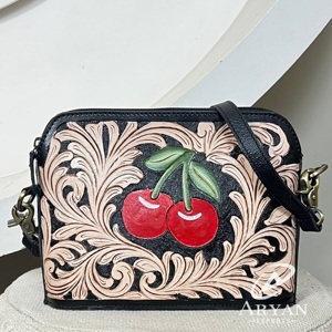 กระเป๋าหนังแท้ลายดอกเชอร์รี่แบบสะพายข้าง งานแฮนด์เมดสไตล์ตะวันตกสำหรับผู้หญิง รุ่นใหม่ล่าสุด - Product Image 1