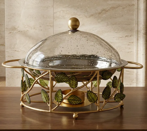 Plat à réchaud avec couvercle en verre, chauffe-plats, chauffe-casseroles, revêtement antiadhésif en céramique, acier inoxydable, diamètre 24 cm, pour usage hôtelier et domestique - Product Image 3