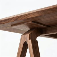 Mesa de Comedor de Lujo de Madera de Teca Sólida de Estilo Moderno de Mediados de Siglo, Diseño Rectangular Minimalista, Muebles Ecológicos para Comedor, Decoración del Hogar