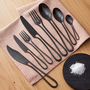 Ensemble de couverts de luxe en acier inoxydable noir poli miroir, écologique, élégant, pour la restauration et la cuisine, vente en gros - Product Image 5
