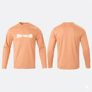 Camiseta de manga larga para hombre, personalizada, de alta calidad, color melocotón, transpirable, de secado rápido, cuello redondo, corte ajustado. - Product Image 1