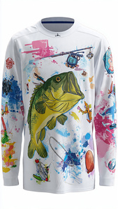 Haut à capuche unisexe pour hommes et femmes, col en V, imprimé par sublimation, pour la pêche, les activités de plein air, la plage et la natation - Product Image 4