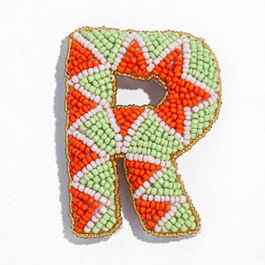 Handmade Canvas Beaded Letter R Charm Embroidery Craft for Christmas Chinese New Year & Party Home Decor - Product Image 1