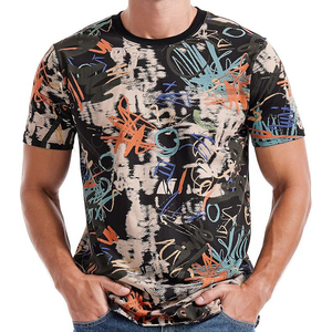 Bright Pastel Watercolor Paint Splash Block Print Short Sleeve Crew Neck Men T <b>Shirt</b> Summer Top - Product Image 5