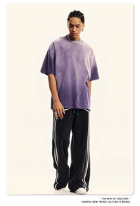 T-shirt Boxy Vintage Streetwear pour Homme en Coton Biologique Tricoté 100% avec Logo Personnalisé Imprimé et Lettres en Strass Effet Délavé Acide - Product Image 3