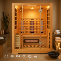 Ruang Sauna Hibrida Listrik Inframerah Kayu Hemlock Modern KLAFIN untuk 2-3 Orang, Cocok untuk Apartemen & Villa, Garansi 4 Tahun
