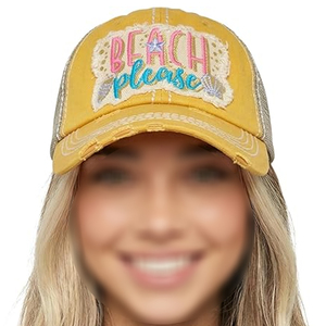 หมวกเบสบอลชายหาดแฟชั่นสุดฮิต ทรงยูนิเซ็กส์สำหรับผู้ใหญ่ ตกแต่งด้วยผ้าปะติดสีเหลือง ขอบรุ่ย ดีไซน์เก๋ ระบายอากาศได้ดี กันน้ำ - Product Image 1