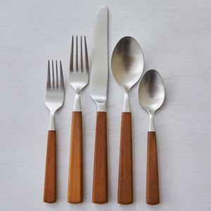 Ensemble de couverts en acier inoxydable poli miroir de style moderne avec manche en bois écologique pour accessoires de cuisine – Vente chaude - Product Image 2