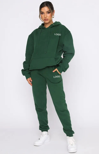 Conjunto Deportivo Impermeable con Capucha Verde Unisex, Sudadera y Pantalones de Chándal de Algodón con Estampado Geométrico, Estilo Urbano Informal para Otoño - Product Image 4