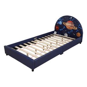 Cama Infantil con Armazón de Madera y Tapicería de Terciopelo, Madera Sólida Ecológica y Duradera, para Apartamento, Dormitorio, Escuela, Hotel - Product Image 2
