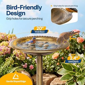 Baño para pájaros de metal de calidad de fabricante OEM para decoración de jardín y patio trasero, y para la experiencia de alimentación con agua de pájaros pequeños. - Product Image 2