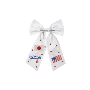 4th of July beaded Handmade Ice Blue Seed Beaded Bow Latest Style Alligator <b>Clip</b> Cotton Hair Bow Holiday Hair Accessory - Product Image 3