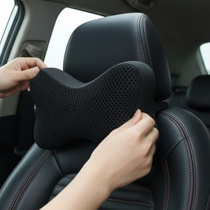 Amato Automotive Black Quilted Polyfill <b>Neck</b> Rest Car Seat <b>Cushion</b> & Pillow - Product Image 1