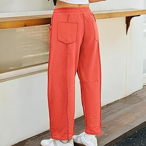 Pantalon de jogging décontracté d'été pour femme, taille haute, coupe ample, avec cordon de serrage, jambe large, style streetwear, vente en gros - Product Image 3