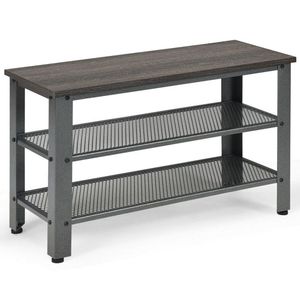 Industrial 3-Tier Shoe <b>Rack</b> with Storage Shelves <b>Bench</b> Design for Convenient Organization - Product Image 5