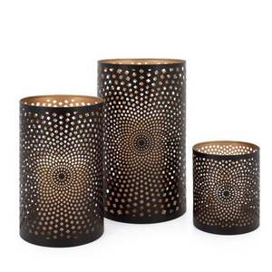 Lot de 3 bougeoirs en fer gravé découpé, noir et or, pour décoration intérieure de Noël, taille et forme personnalisables, les plus vendus - Product Image 2