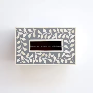 Meilleur cadeau pour femme et amis Vente en gros Fait à la main écologique Boîte à mouchoirs en tissu incrusté d'os Utilisation de voiture et de table pour les occasions - Product Image 4