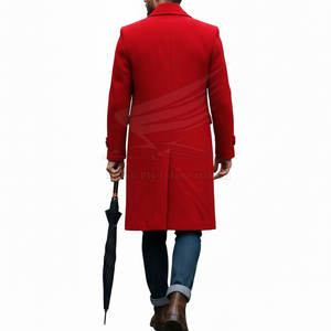 Manteau long en laine léger pour homme avec bordure en fourrure, personnalisable, décontracté, respirant, pour un usage quotidien - Product Image 2