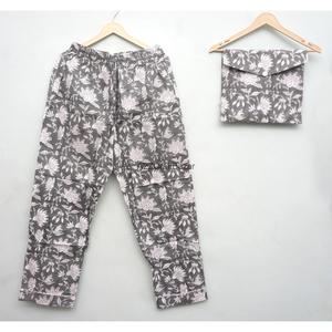 Conjunto de Pijama de Algodón 100% Hecho a Mano con Estampado Floral para Mujer, Suave, Cómodo, Cuello Redondo, Elegante, Transpirable, Manga Larga, Venta al Por Mayor - Product Image 3