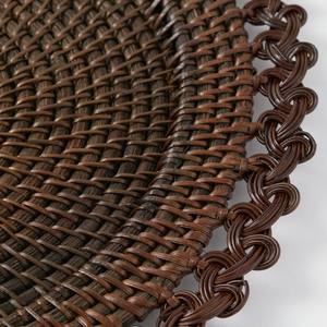 Mantel individual redondo de ratán marrón oscuro con borde decorativo, hecho a mano, para mesa de comedor, para restaurante, hotel, venta al por mayor, sostenible - Product Image 4