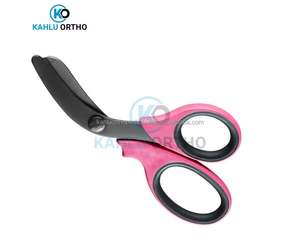 Tijeras de Trauma de Acero Inoxidable de Alta Resistencia 7.5, con Mangos Rosados y Hojas Recubiertas de Titanio Negro, Certificadas CE por KAHLU ORTHOPEDIC - Product Image 4