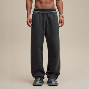 Casual Wide Leg Track Pants <b>Mens</b> Blank Distressed Sweatpants <b>Loose</b> <b>Joggers</b> <b>Men</b> Solid Color Pants - Product Image 1