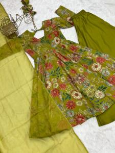 Trendy Ethnic Silk Suit Set – Embroidered <b>Kurti</b> with Plazzo & Designer Dupatta - Product Image 4